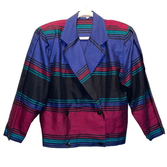 Perry Ellis Portfolio Vintage Stripe Skirt Jacket Suit Set - Picture 3 of 16